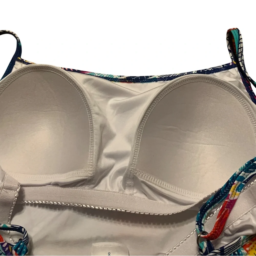 Caribbean Joe Women’s Multicolor Floral Power Swim Tanking, Sz 8 - Picture 4 of 9